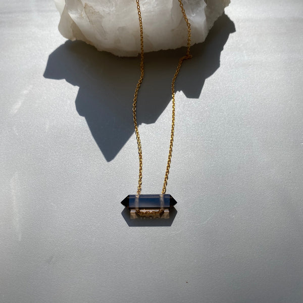 Mini East West Prism Necklace – Smoky Quartz