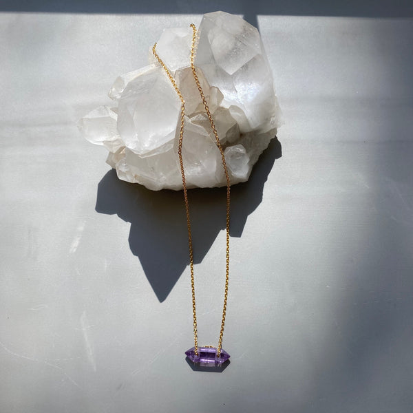 Mini East West Prism Necklace - Amethyst