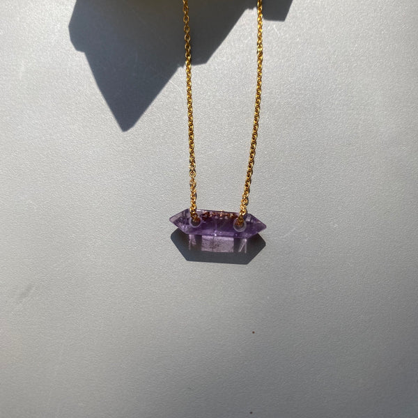 Mini East West Prism Necklace - Amethyst