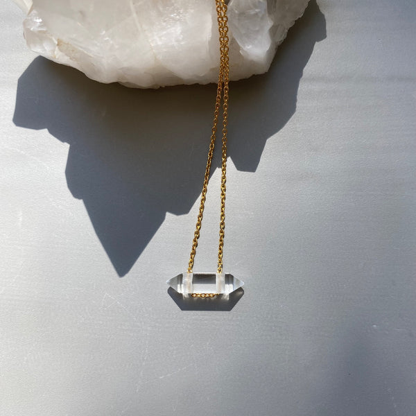 Mini East West Prism Necklace - Quartz